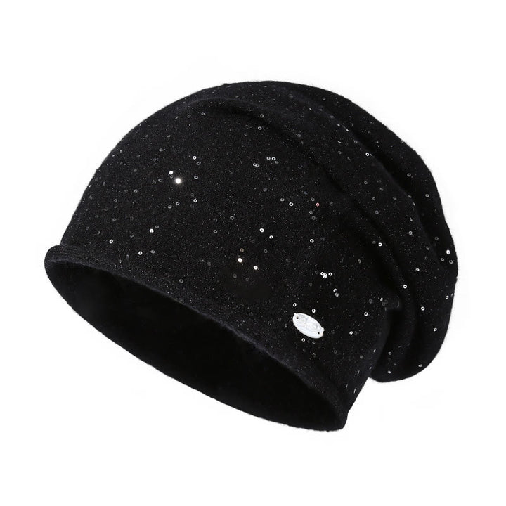 Gorro de punto con lentejuelas para mujer - Negro - Ajustable (aproximadamente 22"-24 1/2") - image 2