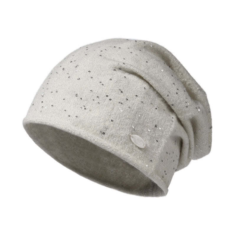 Gorro de punto con lentejuelas para mujer - Gris - Ajustable (aproximadamente 22"-24 1/2") - image 3