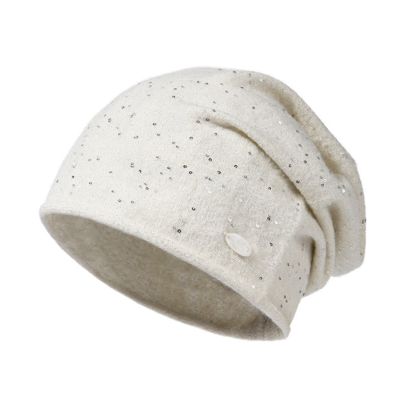 Gorro de punto con lentejuelas para mujer - Beige - Ajustable (aproximadamente 22"-24 1/2") - image 0