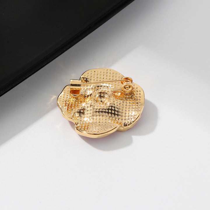 Broche de amapola roja con ribete plateado - image 2