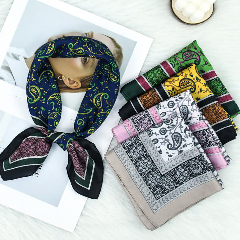 Bufanda cuadrada ligera y elegante con estampado de cachemira colorido para mujer para todas las estaciones - image 0