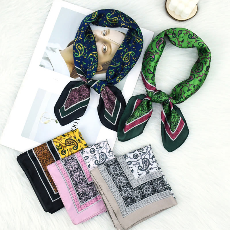 Bufanda cuadrada ligera y elegante con estampado de cachemira colorido para mujer para todas las estaciones - image 1