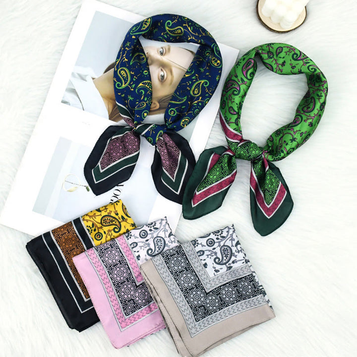 Bufanda cuadrada ligera y elegante con estampado de cachemira colorido para mujer para todas las estaciones - image 1