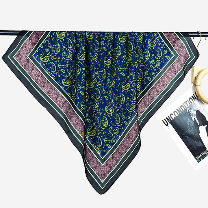 Bufanda cuadrada ligera y elegante con estampado de cachemira colorido para mujer para todas las estaciones - image 8