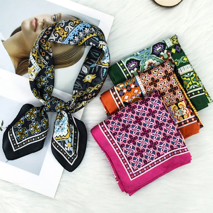 Bufanda cuadrada ligera y elegante con estampado de cachemira colorido para mujer para todas las estaciones - image 9