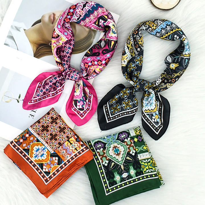 Bufanda cuadrada ligera y elegante con estampado de cachemira colorido para mujer para todas las estaciones - image 11