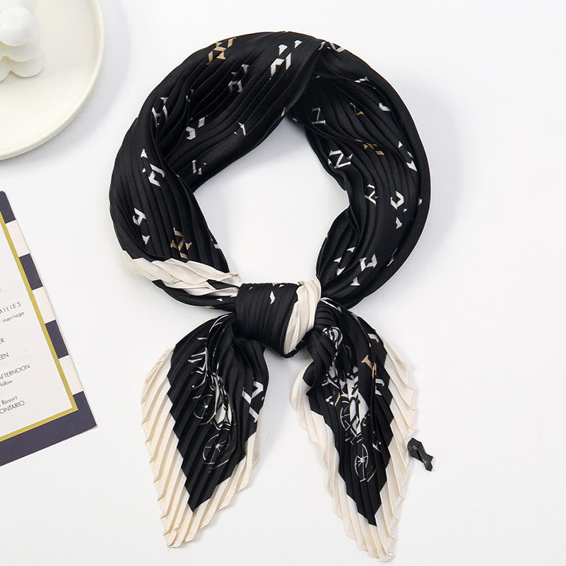 Bufanda plisada ligera y fluida para mujer, ideal para todas las estaciones, con estampado artístico - Estilo #14 - image 15