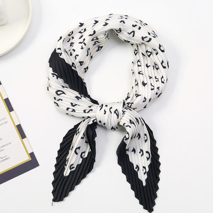 Bufanda plisada ligera y fluida para mujer, ideal para todas las estaciones, con estampado artístico - Estilo #4 - image 5