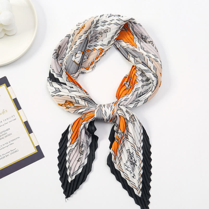 Bufanda plisada ligera y fluida para mujer, ideal para todas las estaciones, con estampado artístico - Estilo #16 - image 17