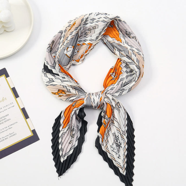 Bufanda plisada ligera y fluida para mujer, ideal para todas las estaciones, con estampado artístico - Estilo #16 - image 17