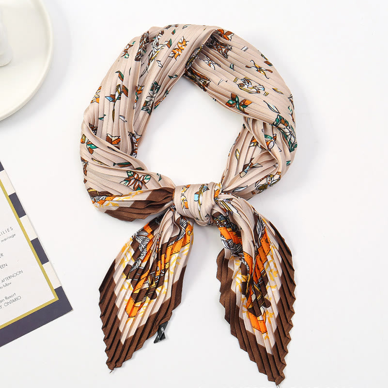 Bufanda plisada ligera y fluida para mujer, ideal para todas las estaciones, con estampado artístico - Estilo #6 - image 7