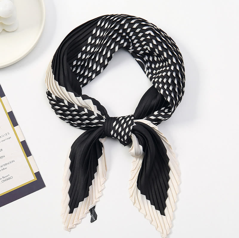 Bufanda plisada ligera y fluida para mujer, ideal para todas las estaciones, con estampado artístico - Estilo #17 - image 18