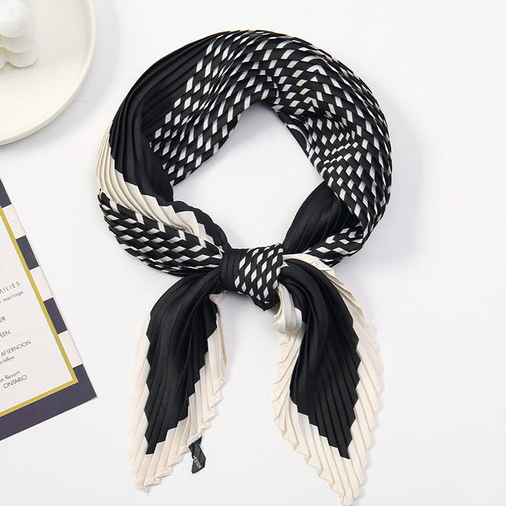 Bufanda plisada ligera y fluida para mujer, ideal para todas las estaciones, con estampado artístico - Estilo #17 - image 18