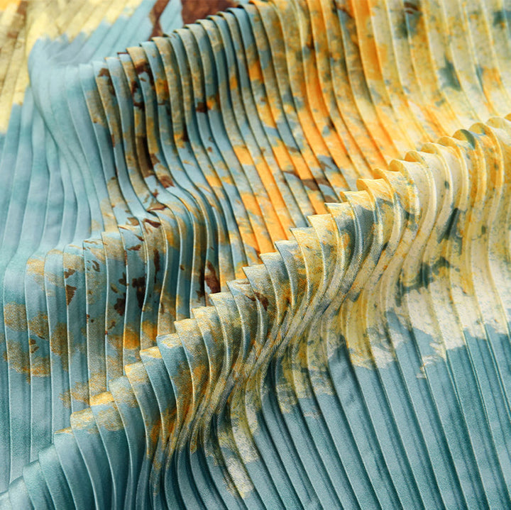 Bufanda plisada ligera y fluida para mujer, ideal para todas las estaciones, con estampado artístico - image 2