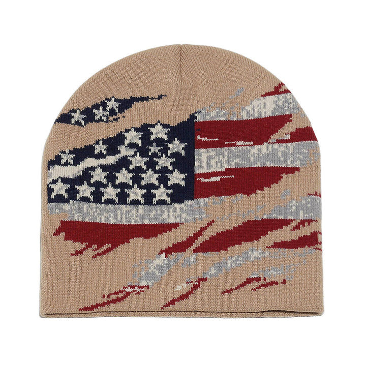 Gorro de punto multicolor con diseño desgastado de bandera estadounidense para hombre - Caqui - 58 (22 7/8") - image 6