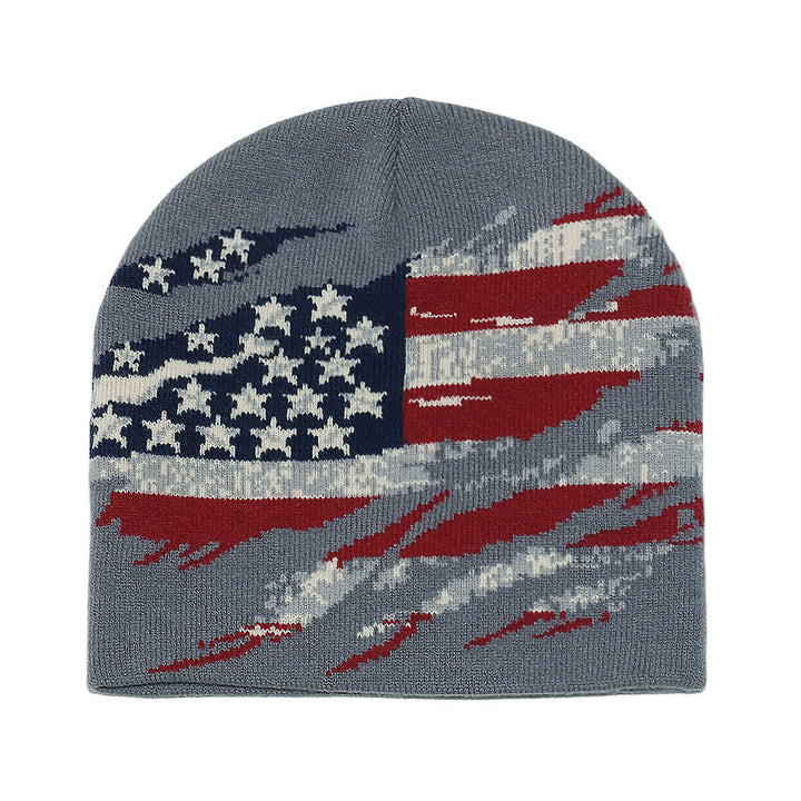 Gorro de punto multicolor con diseño desgastado de bandera estadounidense para hombre - Gris - 58 (22 7/8") - image 7