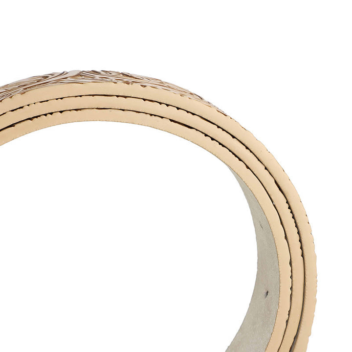 Cinturón de cuero con hebilla ovalada tallada en plata retro para hombre - image 5