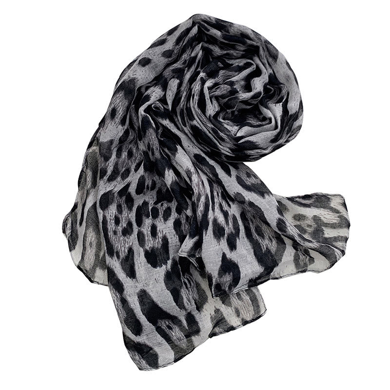 Bufanda fina de invierno con estampado de leopardo para mujer - Gris - image 2