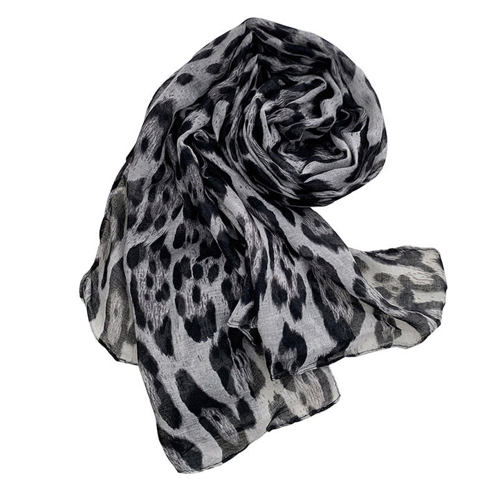Bufanda fina de invierno con estampado de leopardo para mujer - Gris - image 2