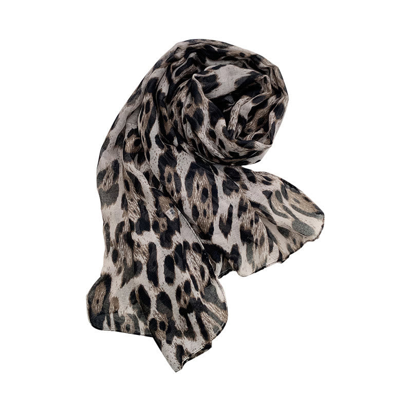 Bufanda fina de invierno con estampado de leopardo para mujer - Caqui - image 1