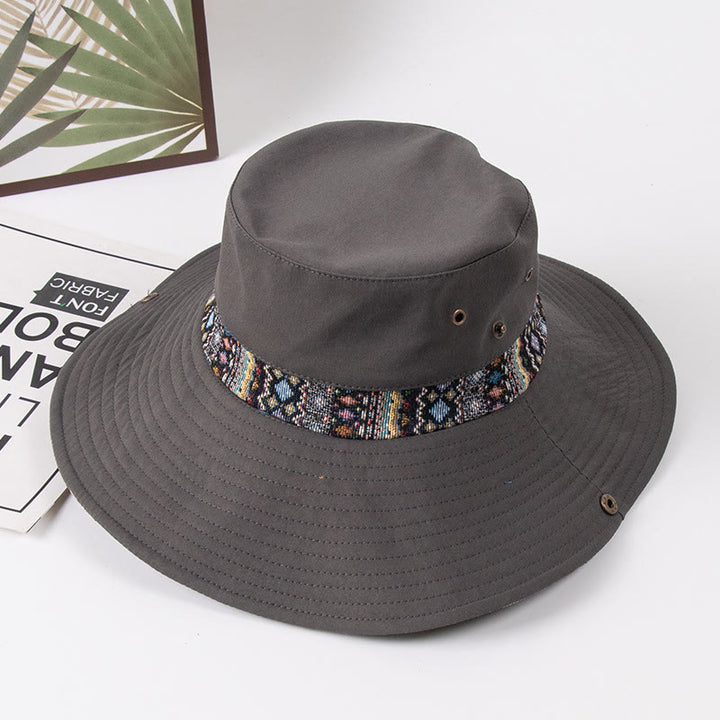 Sombrero de pescador con sombrilla para exteriores para mujer con botón de metal - Gris - M (Aproximadamente 22 1/2") - image 6