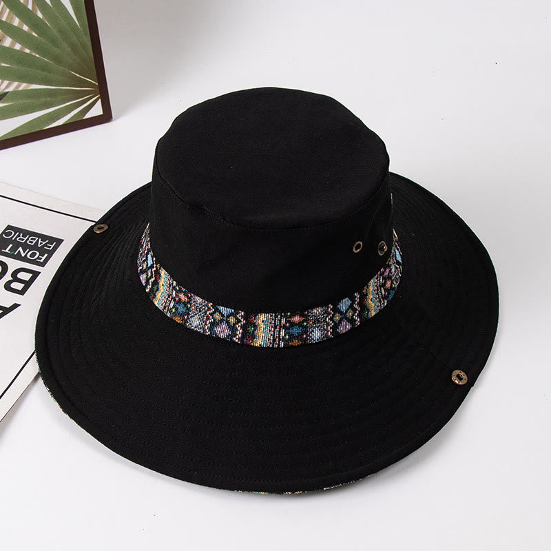 Sombrero de pescador con sombrilla para exteriores para mujer con botón de metal - Negro - M (Aproximadamente 22 1/2") - image 5