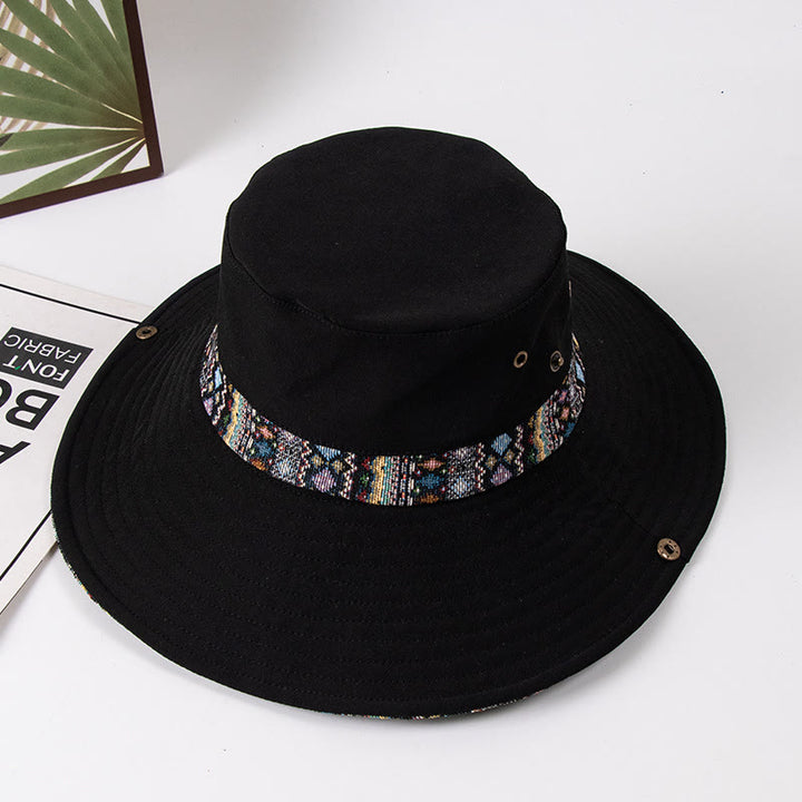 Sombrero de pescador con sombrilla para exteriores para mujer con botón de metal - Negro - M (Aproximadamente 22 1/2") - image 5