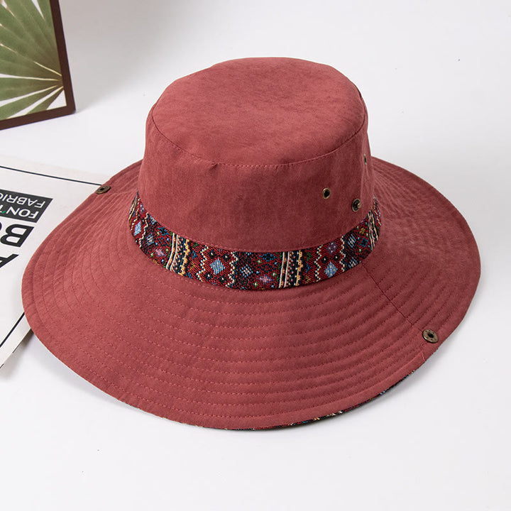 Sombrero de pescador con sombrilla para exteriores para mujer con botón de metal - Rojo - M (Aproximadamente 22 1/2") - image 7
