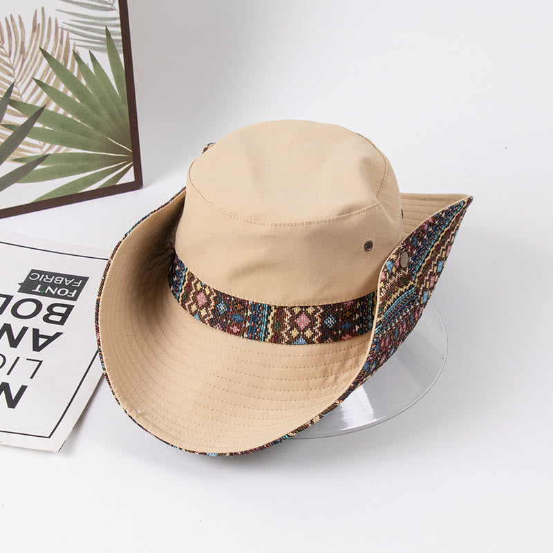 Sombrero de pescador con sombrilla para exteriores para mujer con botón de metal - image 0