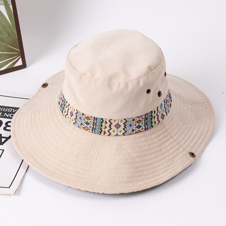 Sombrero de pescador con sombrilla para exteriores para mujer con botón de metal - Beige - M (Aproximadamente 22 1/2") - image 3