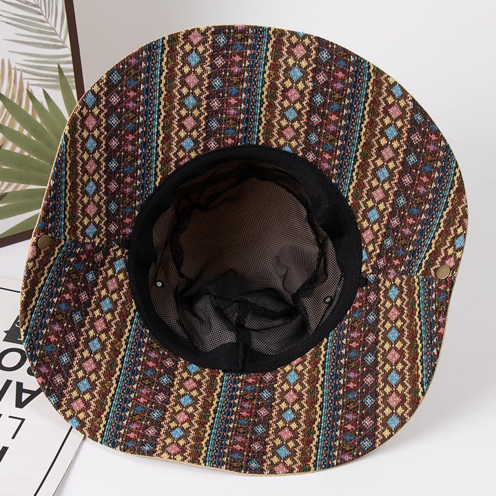 Sombrero de pescador con sombrilla para exteriores para mujer con botón de metal - image 2