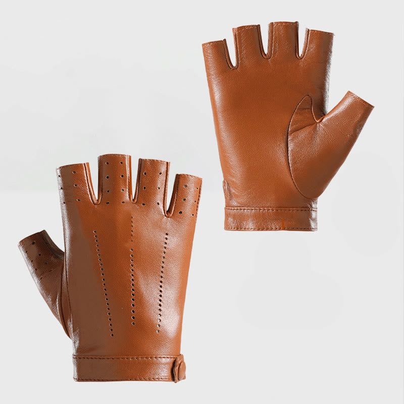 Guantes de ciclismo de medio dedo para mujer, transpirables y protectores de cuero - image 2