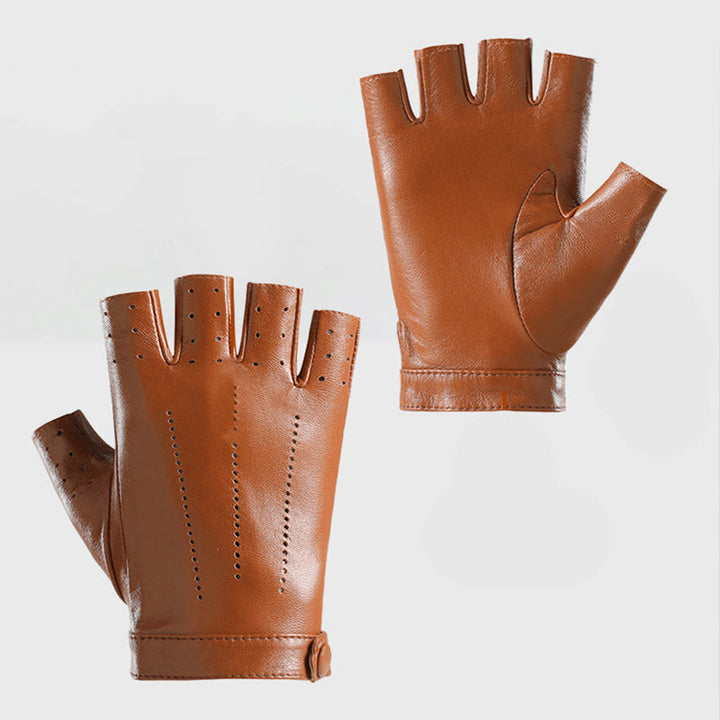 Guantes de ciclismo de medio dedo para mujer, transpirables y protectores de cuero - image 2