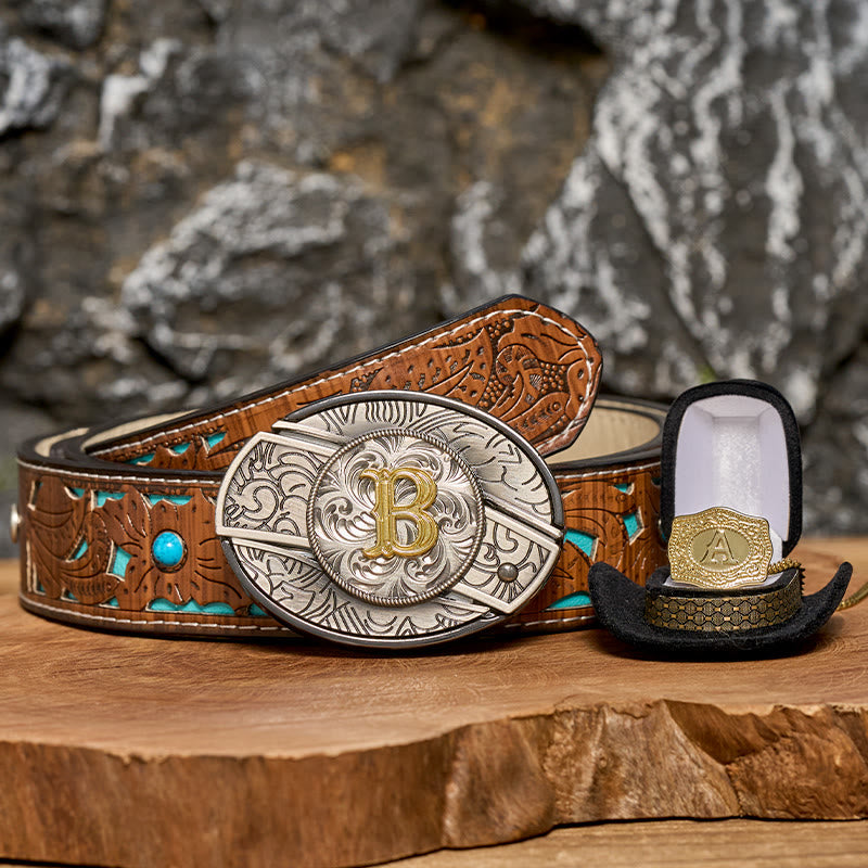 Conjunto de collar dorado con hebilla de cinturón y cuchillo oculto con letra inicial DIY - image 0