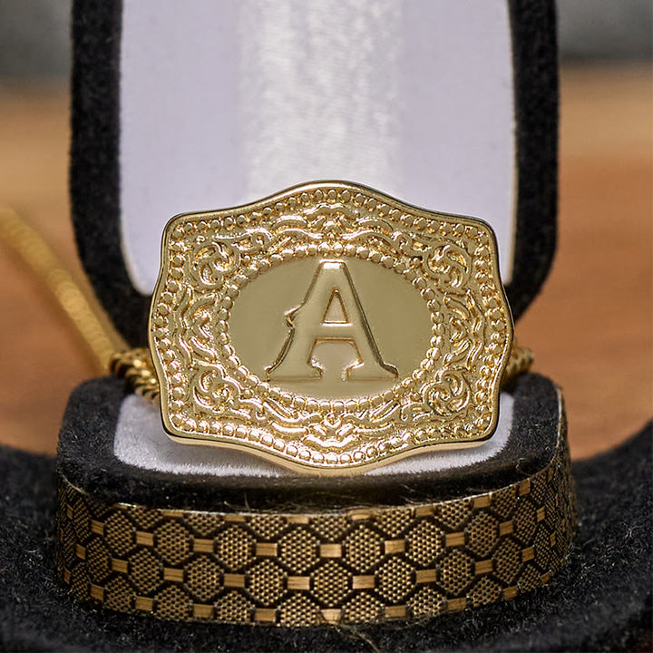 Conjunto de collar dorado con hebilla de cinturón y cuchillo oculto con letra inicial DIY - image 4