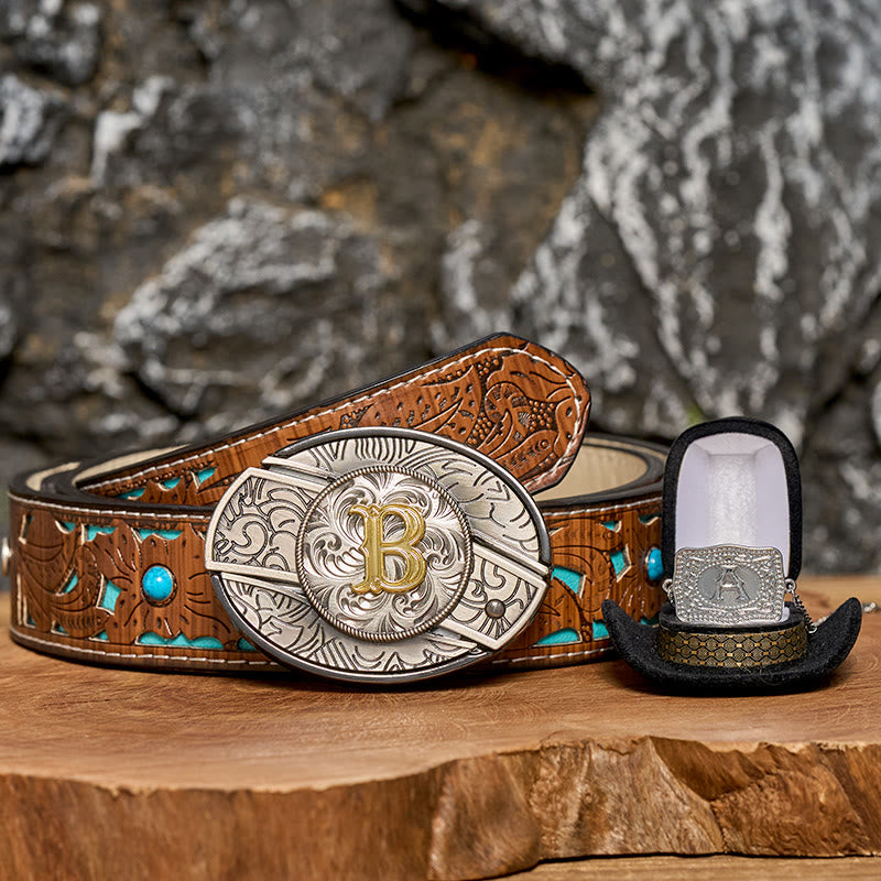 Conjunto de collar de plata con hebilla de cinturón y cuchillo oculto con letra inicial DIY - image 0