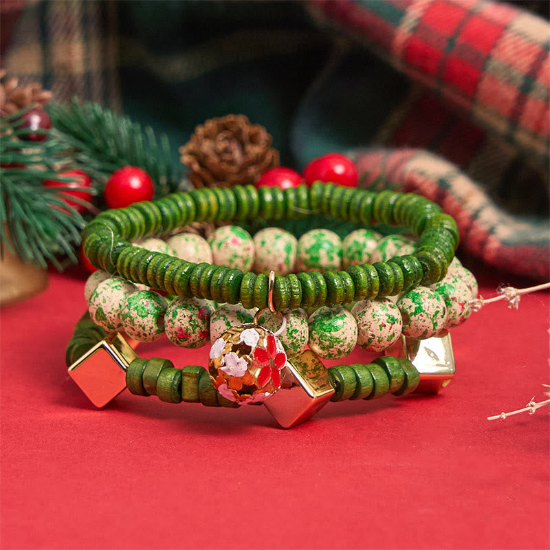 Juego de 6 pulseras con colgantes de cuentas navideñas verdes - image 4