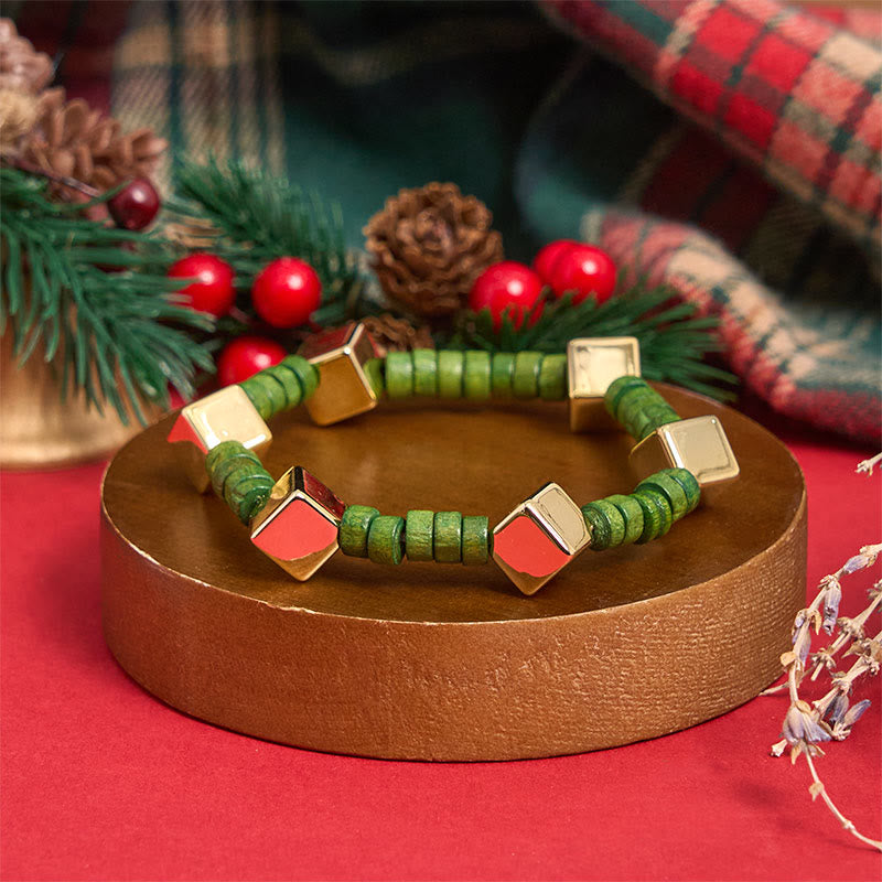 Juego de 6 pulseras con colgantes de cuentas navideñas verdes - image 10