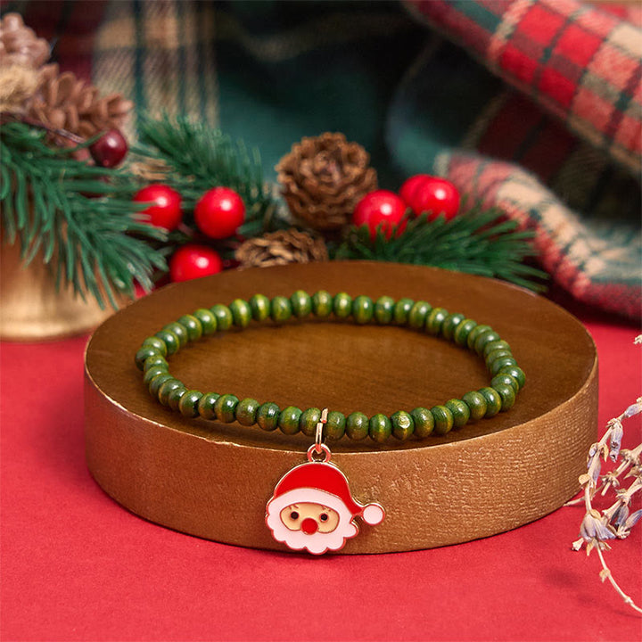 Juego de 6 pulseras con colgantes de cuentas navideñas verdes - image 8