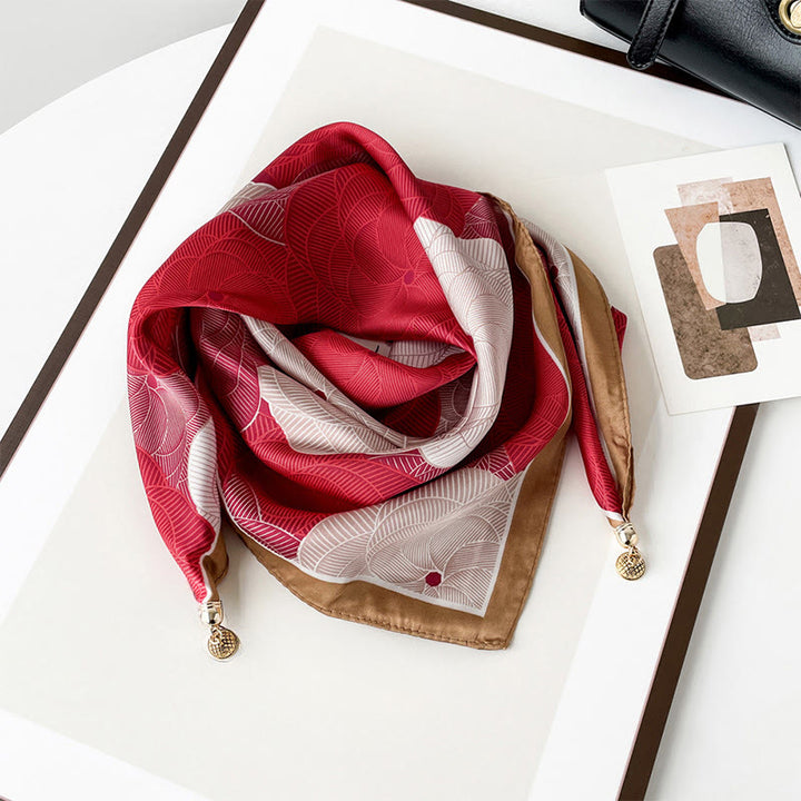 Bufanda cuadrada ligera con estampado artístico retro elegante para mujer - Estilo #4 - image 3
