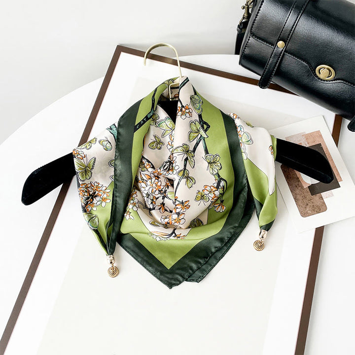 Bufanda cuadrada ligera con estampado artístico retro elegante para mujer - Estilo #20 - image 19