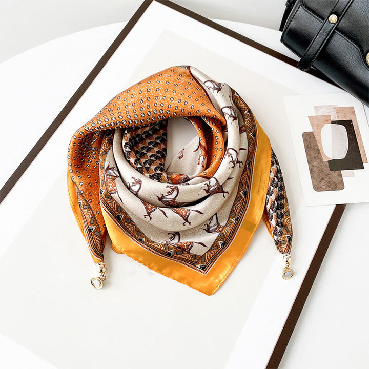 Bufanda cuadrada ligera con estampado artístico retro elegante para mujer - Estilo #12 - image 11