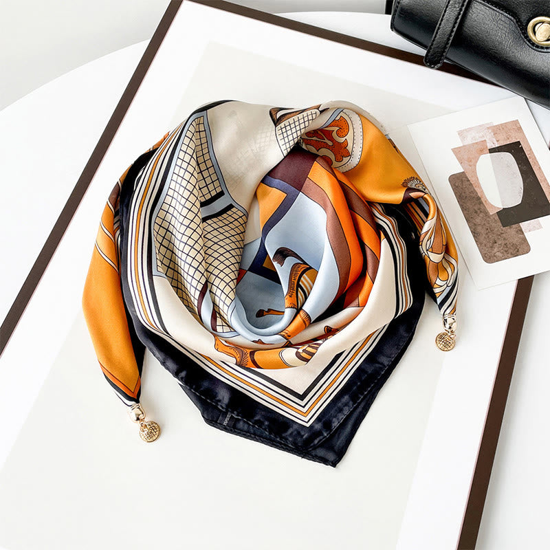 Bufanda cuadrada ligera con estampado artístico retro elegante para mujer - Estilo #5 - image 4