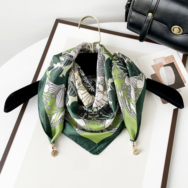 Bufanda cuadrada ligera con estampado artístico retro elegante para mujer - Estilo #11 - image 10