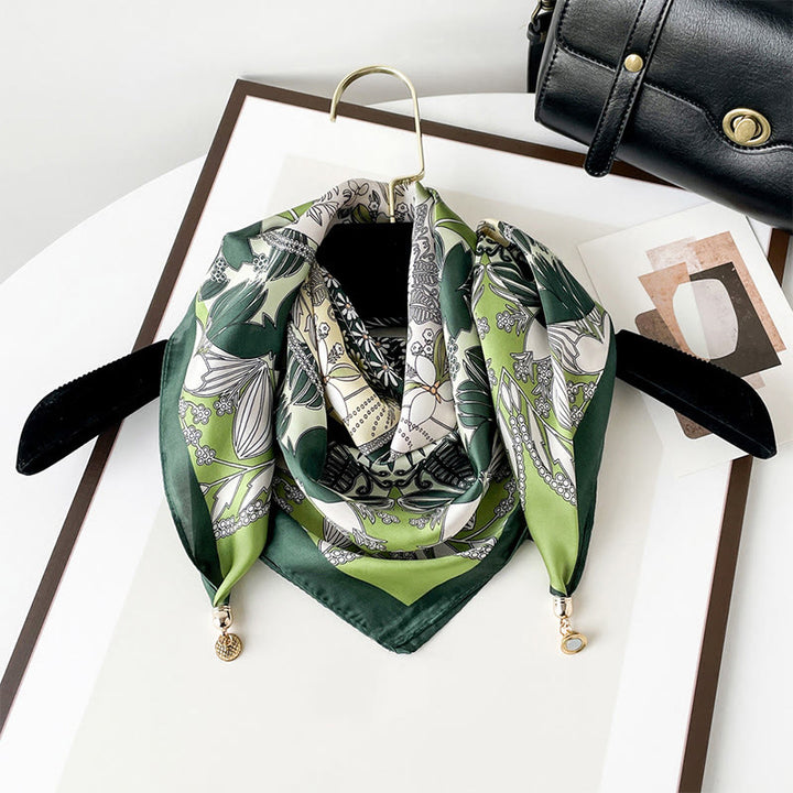 Bufanda cuadrada ligera con estampado artístico retro elegante para mujer - Estilo #11 - image 10