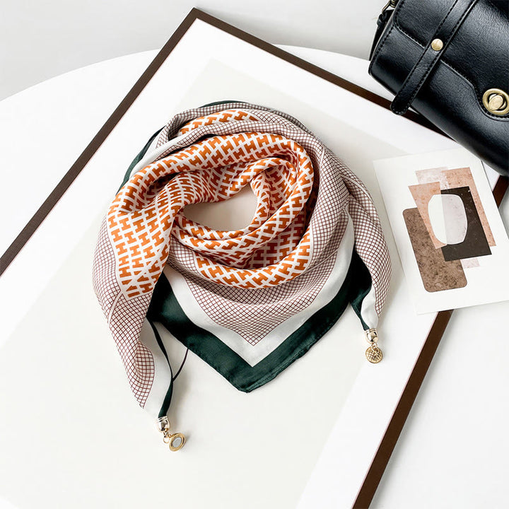Bufanda cuadrada ligera con estampado artístico retro elegante para mujer - Estilo #6 - image 5