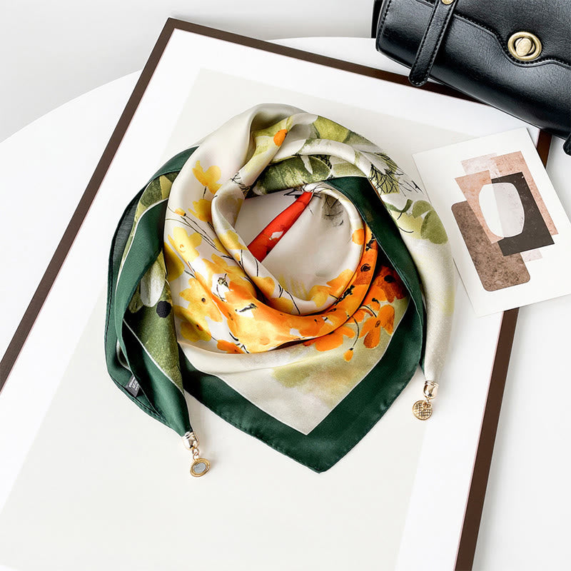 Bufanda cuadrada ligera con estampado artístico retro elegante para mujer - Estilo #18 - image 17