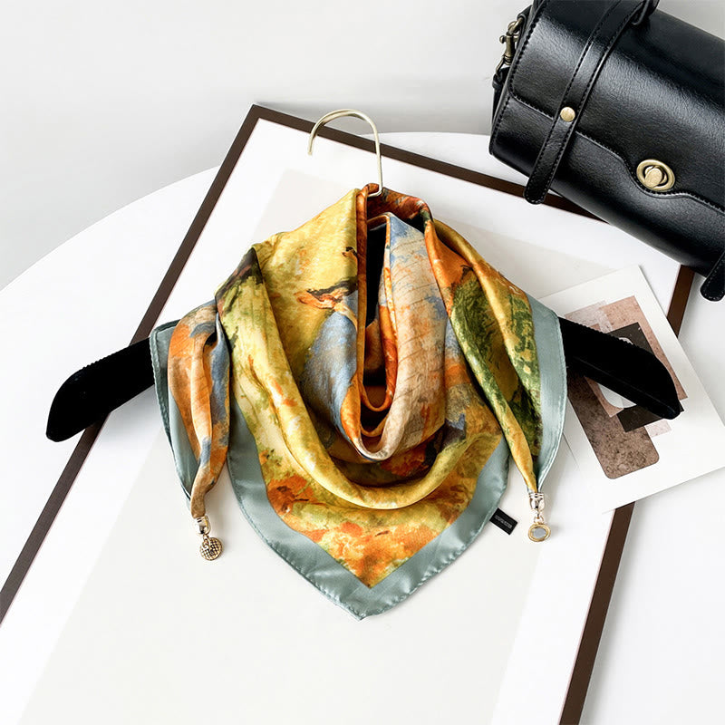 Bufanda cuadrada ligera con estampado artístico retro elegante para mujer - Estilo #15 - image 14
