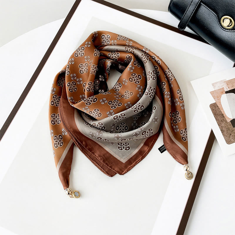 Bufanda cuadrada ligera con estampado artístico retro elegante para mujer - Estilo #8 - image 7