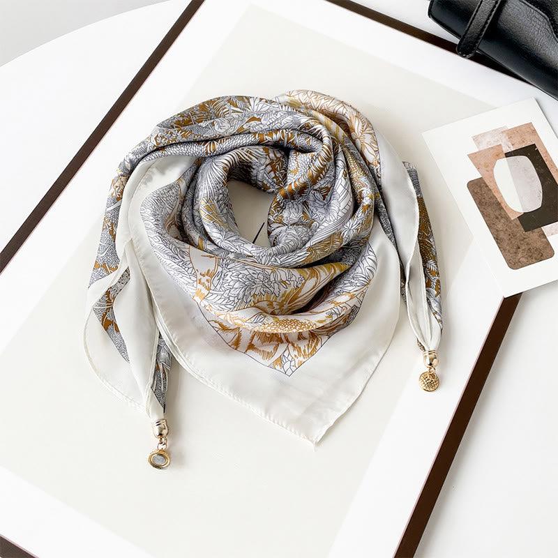 Bufanda cuadrada ligera con estampado artístico retro elegante para mujer - Estilo #2 - image 1